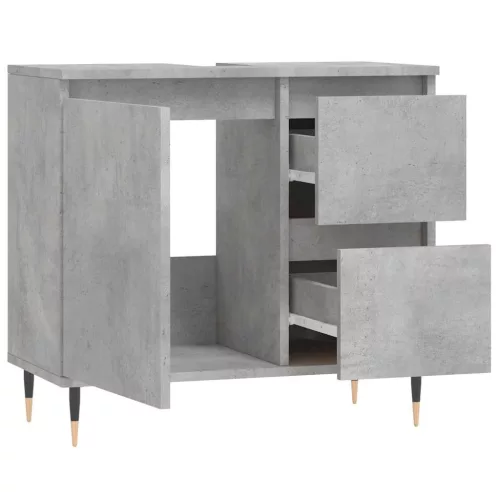 Betonszürke szerelt fa fürdőszobaszekrény 65 x 33 x 60 cm