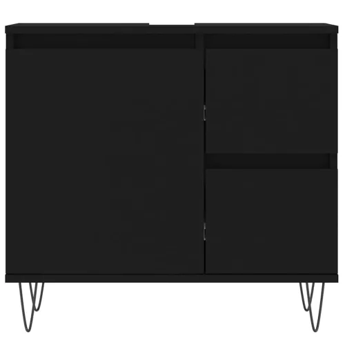 Fekete szerelt fa fürdőszobaszekrény 65 x 33 x 60 cm
