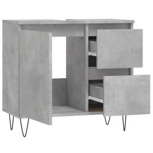 Betonszürke szerelt fa fürdőszobaszekrény 65 x 33 x 60 cm
