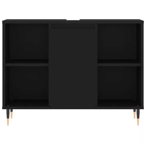 Fekete szerelt fa mosdószekrény 80 x 33 x 60 cm