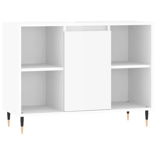 Magasfényű fehér szerelt fa fürdőszobaszekrény 80 x 33 x 60 cm
