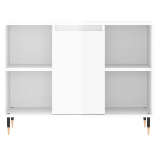 Magasfényű fehér szerelt fa fürdőszobaszekrény 80 x 33 x 60 cm
