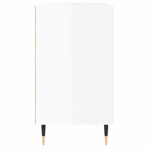 Magasfényű fehér szerelt fa fürdőszobaszekrény 80 x 33 x 60 cm