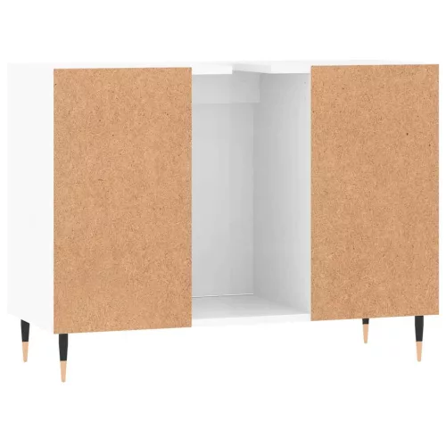 Magasfényű fehér szerelt fa fürdőszobaszekrény 80 x 33 x 60 cm