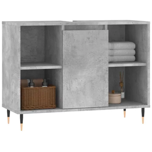 Betonszürke szerelt fa fürdőszobaszekrény 80 x 33 x 60 cm