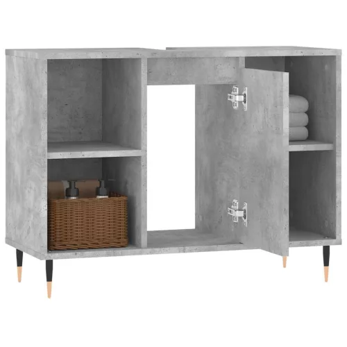 Betonszürke szerelt fa fürdőszobaszekrény 80 x 33 x 60 cm