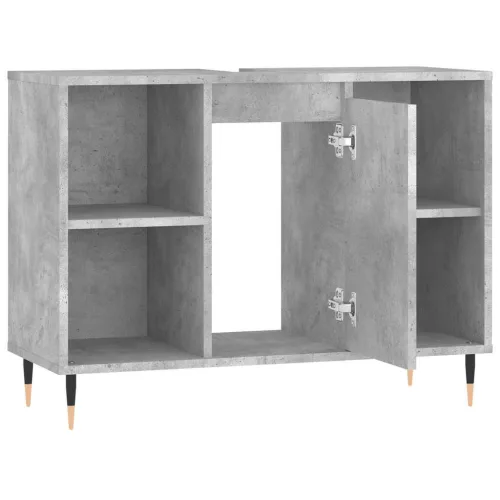 Betonszürke szerelt fa fürdőszobaszekrény 80 x 33 x 60 cm