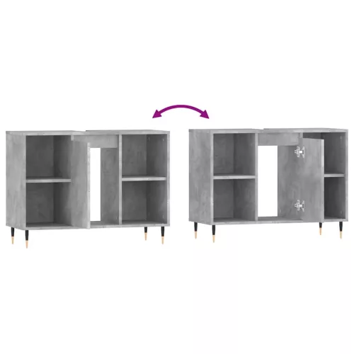Betonszürke szerelt fa fürdőszobaszekrény 80 x 33 x 60 cm