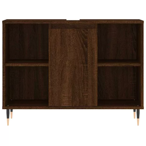 Barna tölgyszínű szerelt fa mosdószekrény 80 x 33 x 60 cm