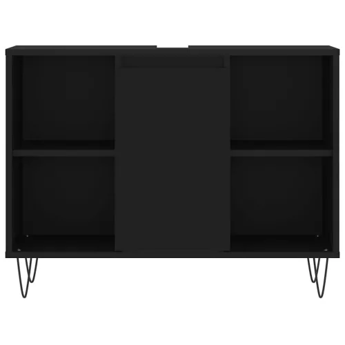 Fekete szerelt fa mosdószekrény 80 x 33 x 60 cm