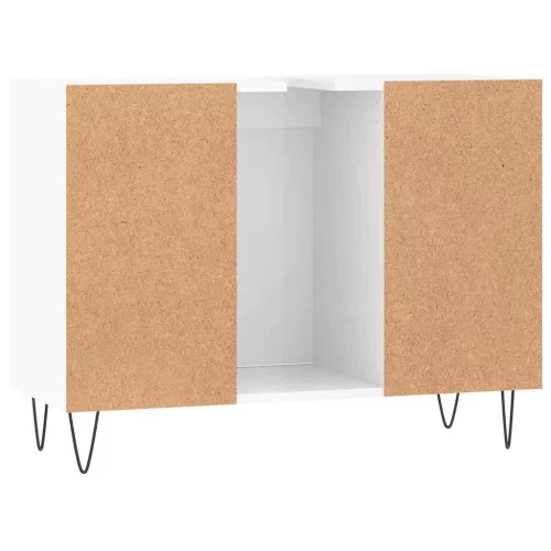 Magasfényű fehér szerelt fa fürdőszobaszekrény 80 x 33 x 60 cm