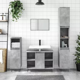   Betonszürke szerelt fa fürdőszobaszekrény 80 x 33 x 60 cm