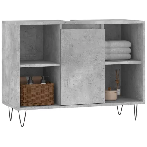 Betonszürke szerelt fa fürdőszobaszekrény 80 x 33 x 60 cm
