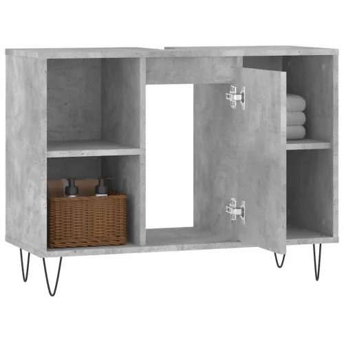 Betonszürke szerelt fa fürdőszobaszekrény 80 x 33 x 60 cm
