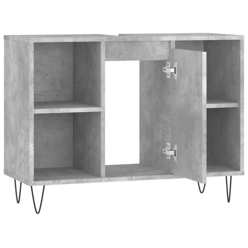 Betonszürke szerelt fa fürdőszobaszekrény 80 x 33 x 60 cm