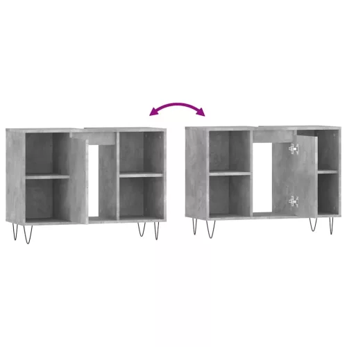 Betonszürke szerelt fa fürdőszobaszekrény 80 x 33 x 60 cm