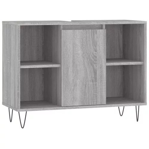 Szürke sonoma színű szerelt fa mosdószekrény 80 x 33 x 60 cm