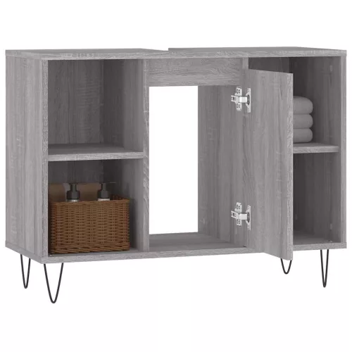 Szürke sonoma színű szerelt fa mosdószekrény 80 x 33 x 60 cm