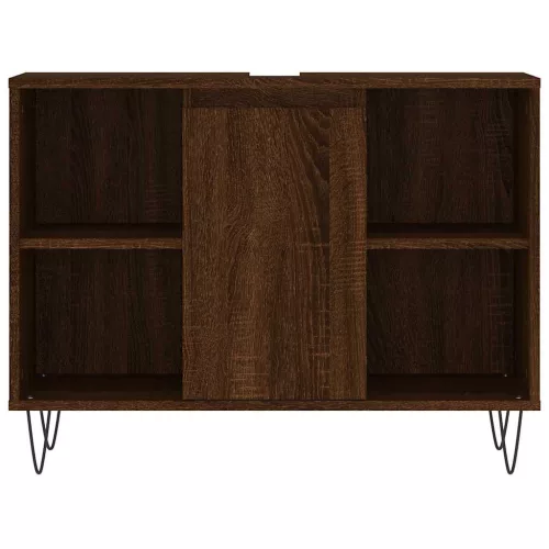 Barna tölgyszínű szerelt fa mosdószekrény 80 x 33 x 60 cm
