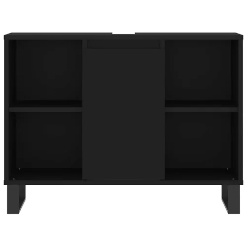 Fekete szerelt fa mosdószekrény 80 x 33 x 60 cm