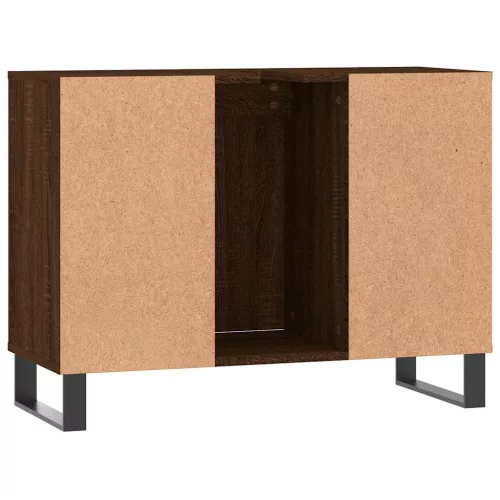 Barna tölgyszínű szerelt fa mosdószekrény 80 x 33 x 60 cm