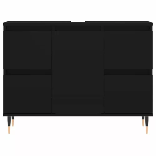 Fekete szerelt fa mosdószekrény 80 x 33 x 60 cm
