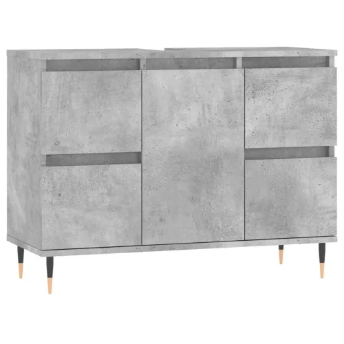 Betonszürke szerelt fa fürdőszobaszekrény 80 x 33 x 60 cm