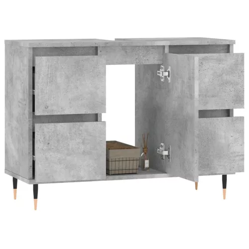 Betonszürke szerelt fa fürdőszobaszekrény 80 x 33 x 60 cm