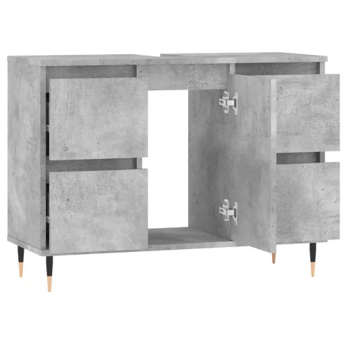 Betonszürke szerelt fa fürdőszobaszekrény 80 x 33 x 60 cm