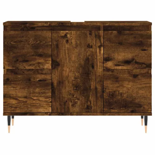 Füstös tölgy színű szerelt fa fürdőszobaszekrény 80x33x60 cm
