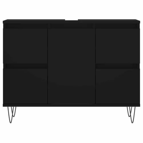 Fekete szerelt fa mosdószekrény 80 x 33 x 60 cm