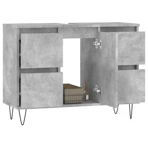 Betonszürke szerelt fa fürdőszobaszekrény 80 x 33 x 60 cm