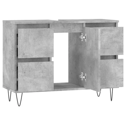 Betonszürke szerelt fa fürdőszobaszekrény 80 x 33 x 60 cm