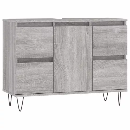 Szürke sonoma színű szerelt fa mosdószekrény 80 x 33 x 60 cm