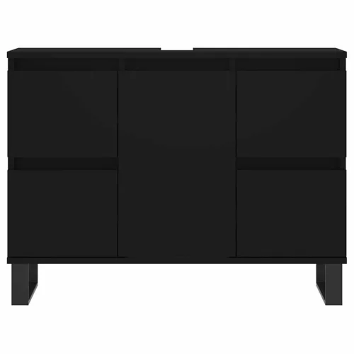 Fekete szerelt fa mosdószekrény 80 x 33 x 60 cm