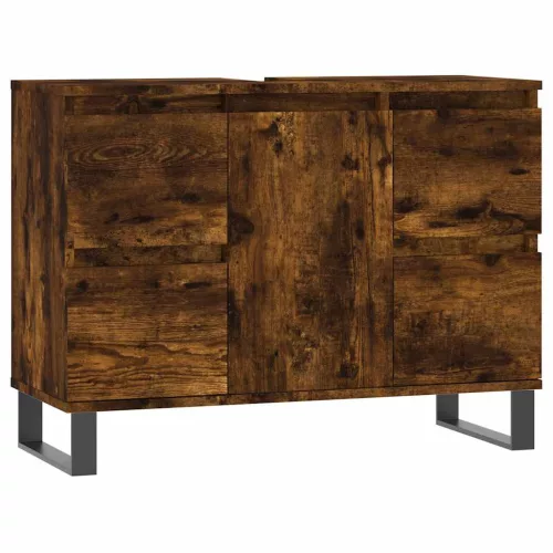 Füstös tölgy színű szerelt fa fürdőszobaszekrény 80x33x60 cm
