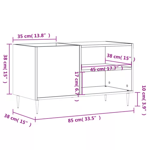 Betonszürke szerelt fa hanglemezszekrény 85x38x48 cm