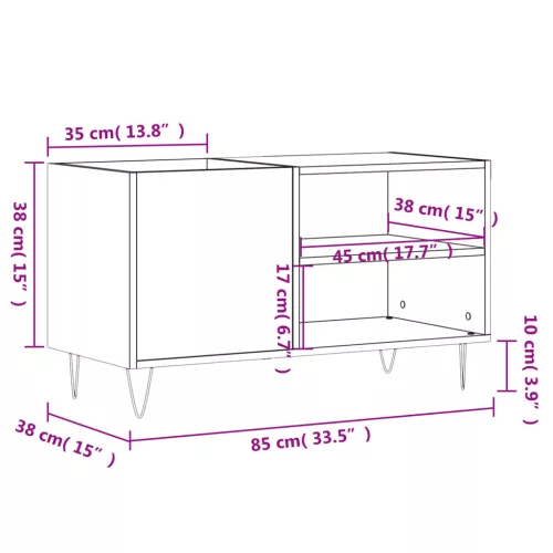 Betonszürke szerelt fa hanglemezszekrény 85x38x48 cm