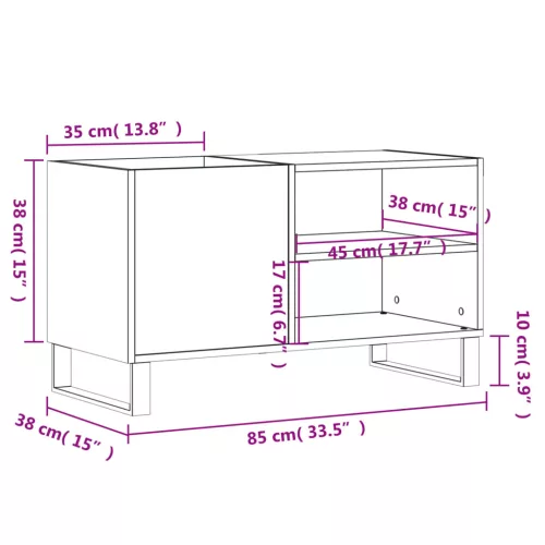 Betonszürke szerelt fa hanglemezszekrény 85x38x48 cm