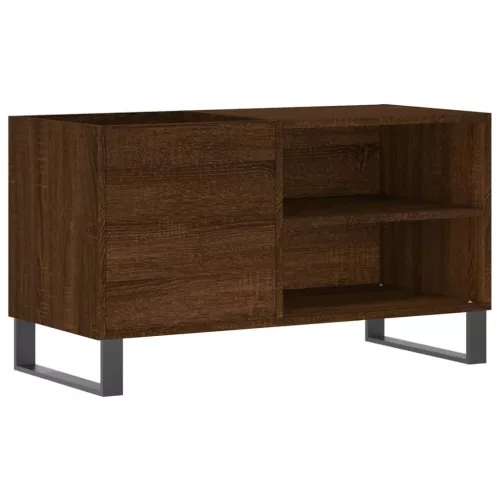 Barna tölgyszínű szerelt fa hanglemezszekrény 85x38x48 cm