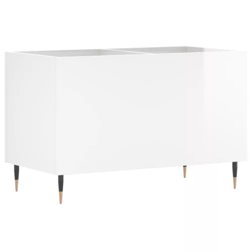 Magasfényű fehér szerelt fa hanglemezszekrény 74,5x38x48 cm