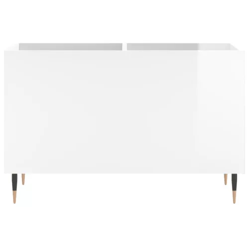 Magasfényű fehér szerelt fa hanglemezszekrény 74,5x38x48 cm
