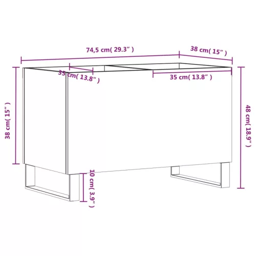 Betonszürke szerelt fa hanglemezszekrény 74,5x38x48 cm