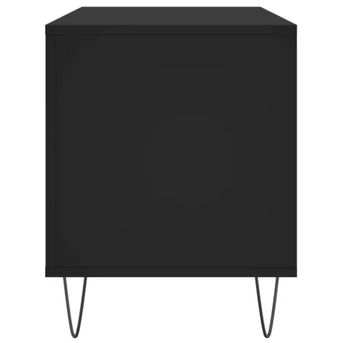 Fekete szerelt fa hanglemezszekrény 100 x 38 x 48 cm
