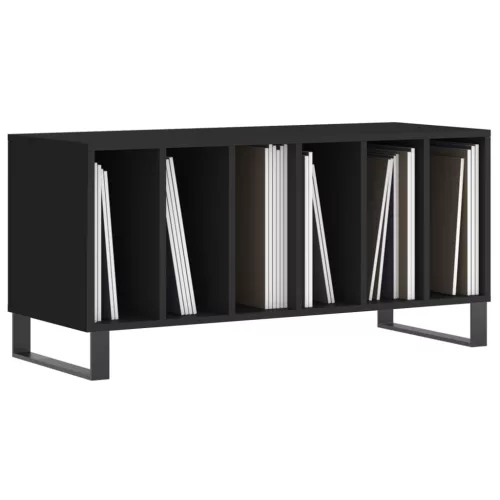 Fekete szerelt fa hanglemezszekrény 100 x 38 x 48 cm