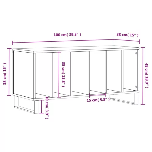 Betonszürke szerelt fa hanglemezszekrény 100 x 38 x 48 cm