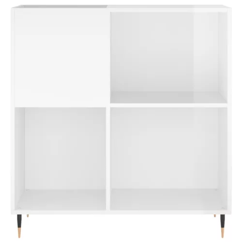 Magasfényű fehér szerelt fa hanglemezszekrény 84,5 x 38 x 89 cm