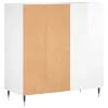 Magasfényű fehér szerelt fa hanglemezszekrény 84,5 x 38 x 89 cm