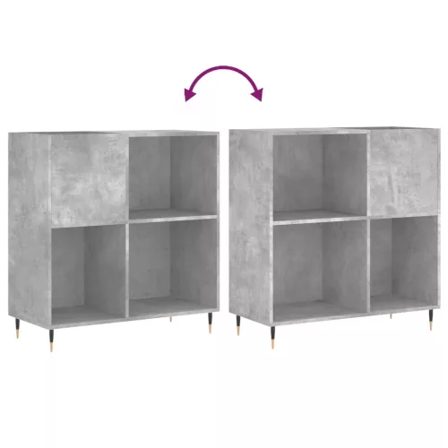 Betonszürke szerelt fa hanglemezszekrény 84,5 x 38 x 89 cm