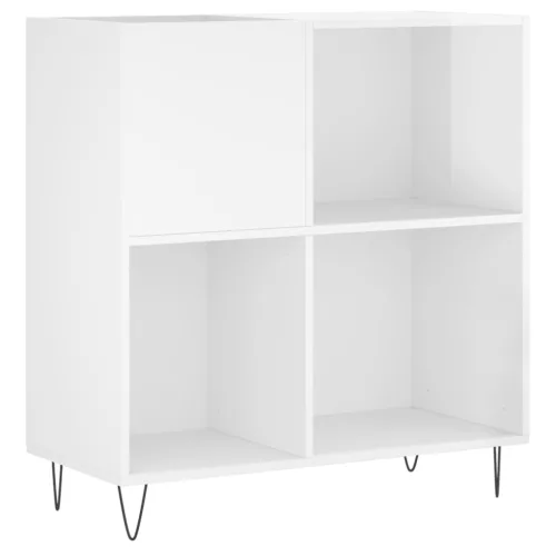 Magasfényű fehér szerelt fa hanglemezszekrény 84,5 x 38 x 89 cm